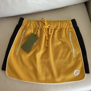NWT GUCCI Skirt Yellow Size L 100% Authentic GG Logo